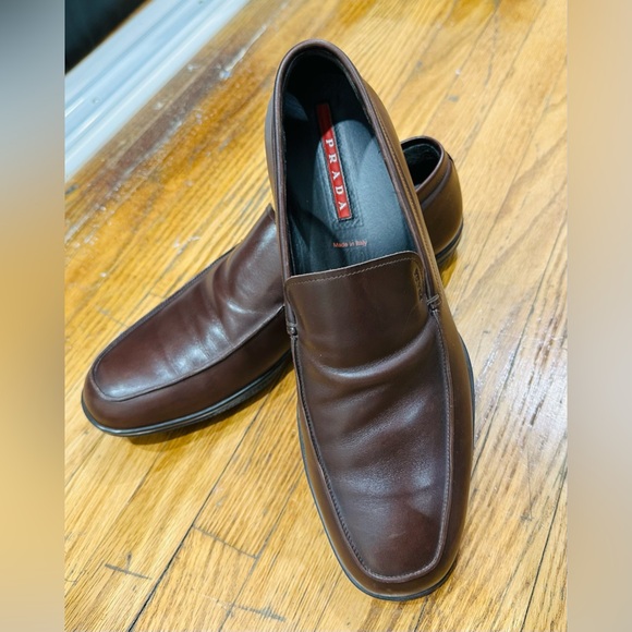 Prada Men's Dark Brown Leather Slip-Ons - Picture 1 of 13